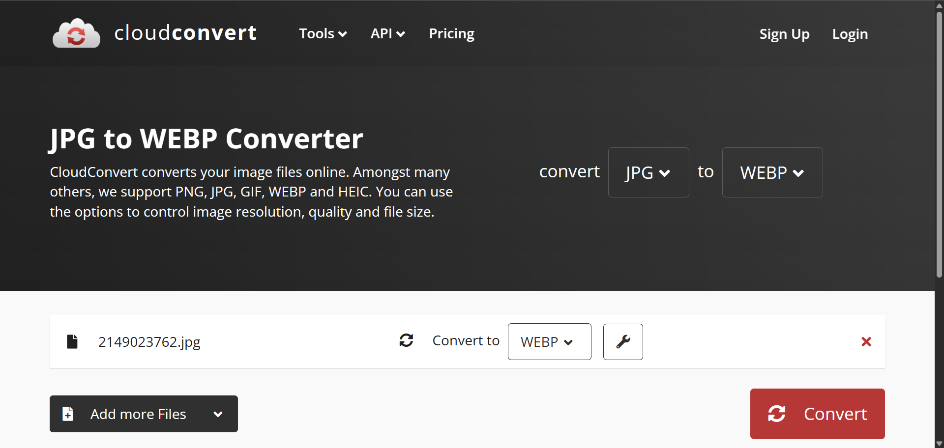 Cloudconvert's Screenshot